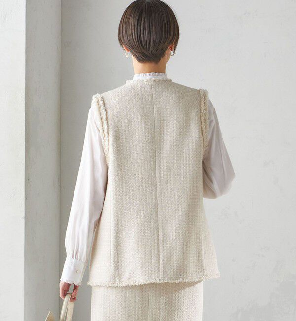 SHIPS for women「スラブ ツイード ロング ジレ（セレモニー対応可）」|ベスト・ジレ|