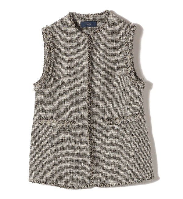 SHIPS for women「スラブ ツイード ロング ジレ（セレモニー対応可）」|ベスト・ジレ|
