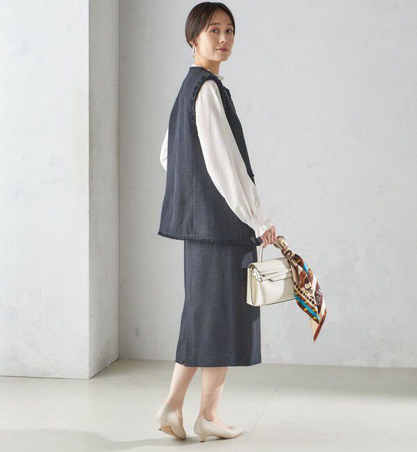 SHIPS for women「スラブ ツイード ロング ジレ（セレモニー対応可）」|ベスト・ジレ|