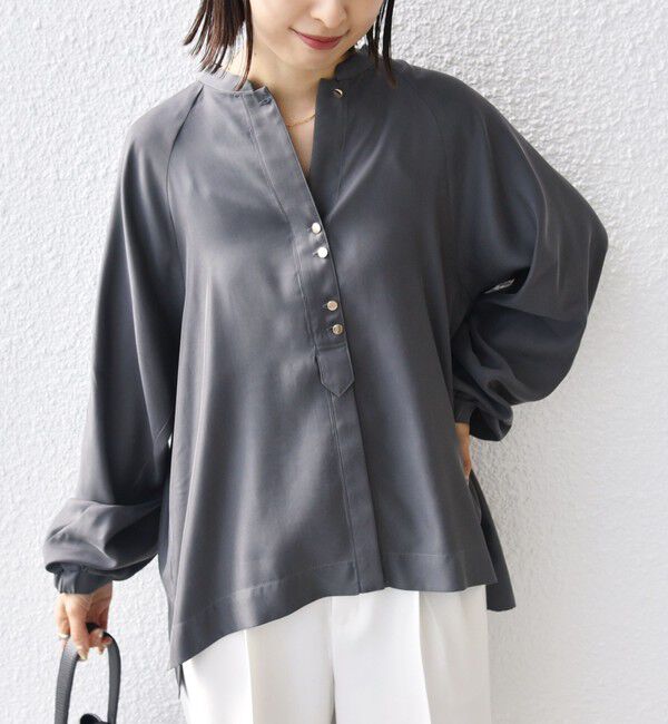 SHIPS for women「〈手洗い可能〉メタル ボタン シャンブレー ブラウス」|シャツ・ブラウス|
