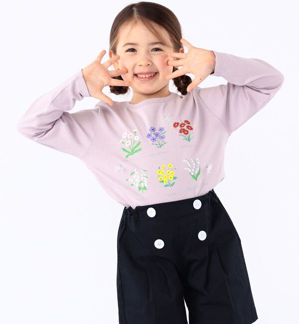 SHIPS KIDS「SHIPS KIDS:100～130cm / フラワー ブック 長袖 TEE」|Tシャツ・カットソー|ライトピンク