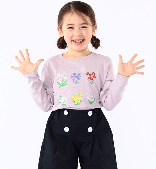 SHIPS KIDS「SHIPS KIDS:100～130cm / フラワー ブック 長袖 TEE」|Tシャツ・カットソー|