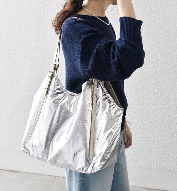 SHIPS any「SHIPS any: A4 メタリック ナイロン トート バッグ」|トートバッグ|シルバー