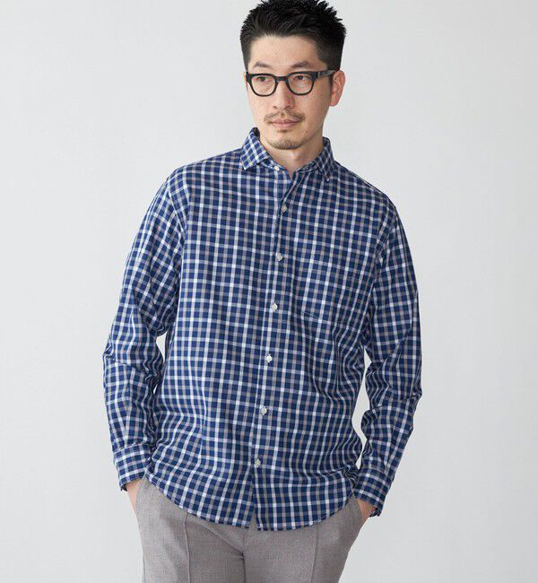 SHIPS「SHIPS: ワイドカラー ネイビー バリエーション チェック シャツ」|シャツ・ブラウス|