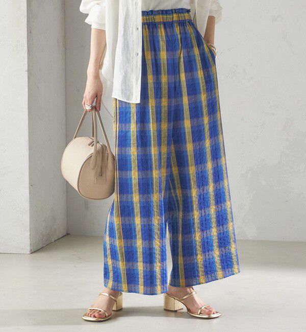 SHIPS for women「〈手洗い可能〉DEVEAUX マドラス チェック ギャザー パンツ」|その他|