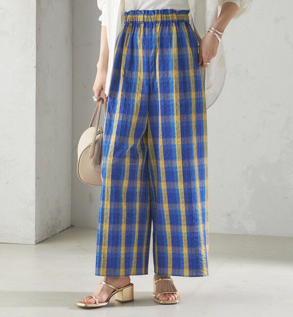 SHIPS for women「〈手洗い可能〉DEVEAUX マドラス チェック ギャザー パンツ」|その他|