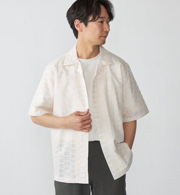 SHIPS「SHIPS: オープンカラー エンブロイダリー ショートスリーブ シャツ」|シャツ・ブラウス|