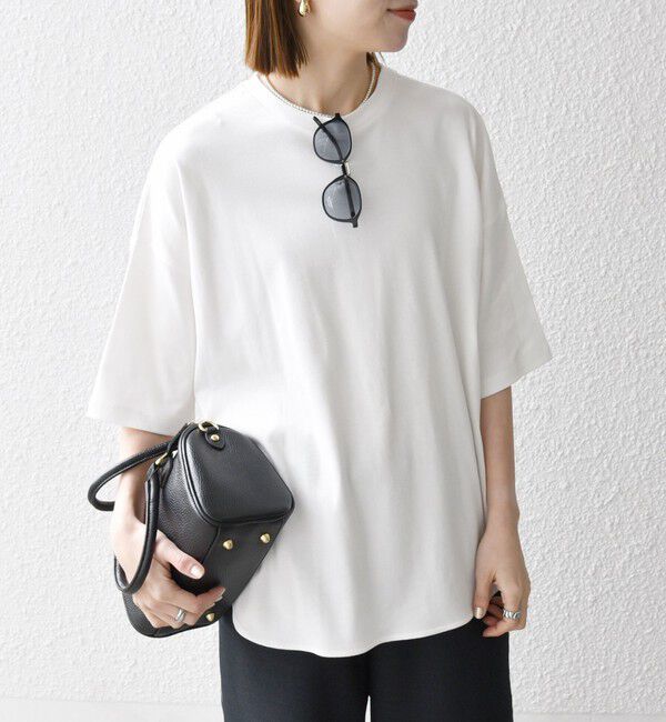 SHIPS any「SHIPS any:〈接触冷感/汗染み防止加工/洗濯機可能〉ラウンドヘム クルー ビッグ TEE」|Tシャツ・カットソー|