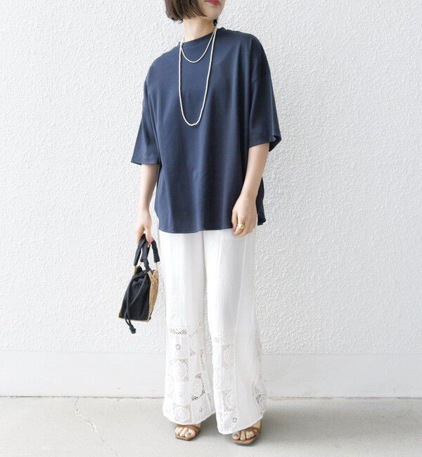 SHIPS any「SHIPS any:〈接触冷感/汗染み防止加工/洗濯機可能〉ラウンドヘム クルー ビッグ TEE」|Tシャツ・カットソー|