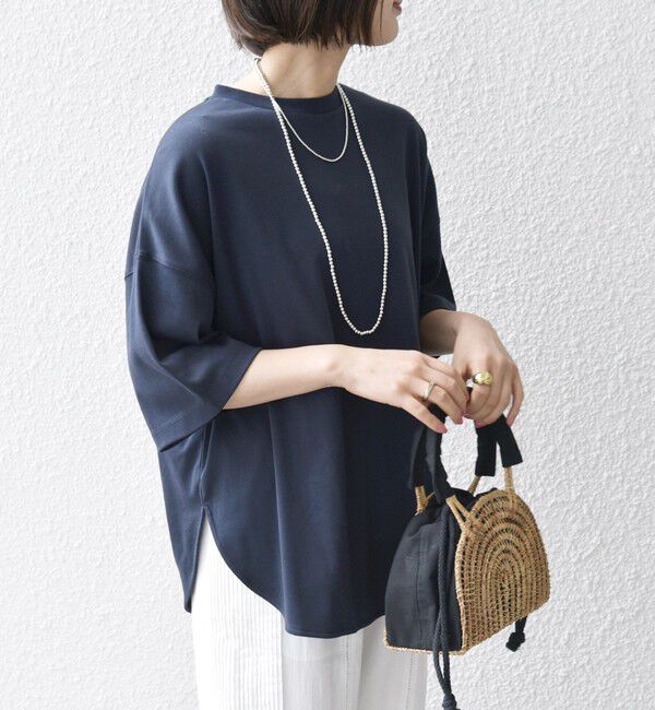 SHIPS any「SHIPS any:〈接触冷感/汗染み防止加工/洗濯機可能〉ラウンドヘム クルー ビッグ TEE」|Tシャツ・カットソー|