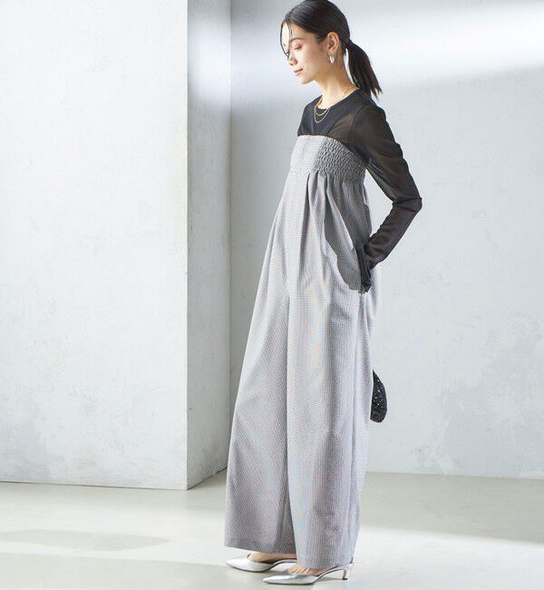 SHIPS for women「【SHIPS別注】APUPIL:〈洗濯機可能〉ギンガム チェック ベアトップ オールインワン」|オールインワン|ダークグレー