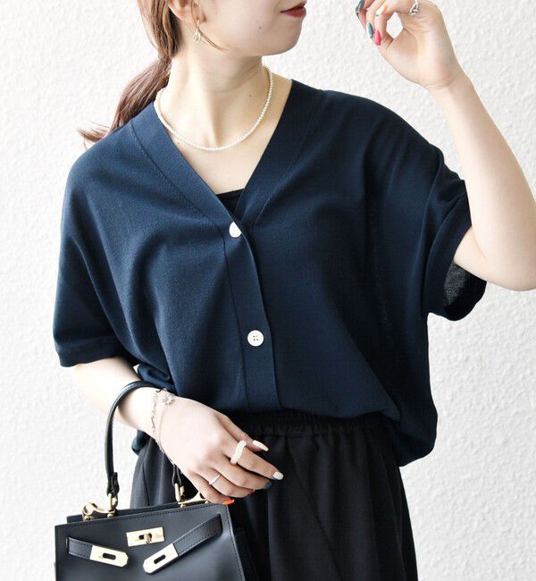 SHIPS any「SHIPS any:〈接触冷感/手洗い可能〉Vネック ドルマン ミディ カーディガン」|カーディガン|