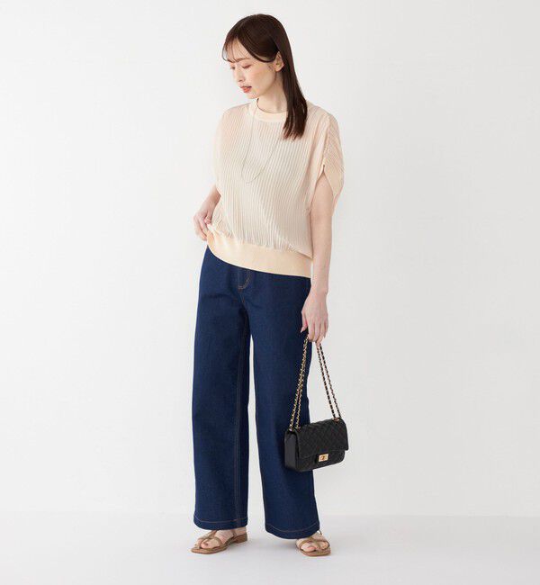 SHIPS Colors 「SHIPS Colors:〈手洗い可能〉プリーツ ニット コンビ プルオーバー」|シャツ・ブラウス|