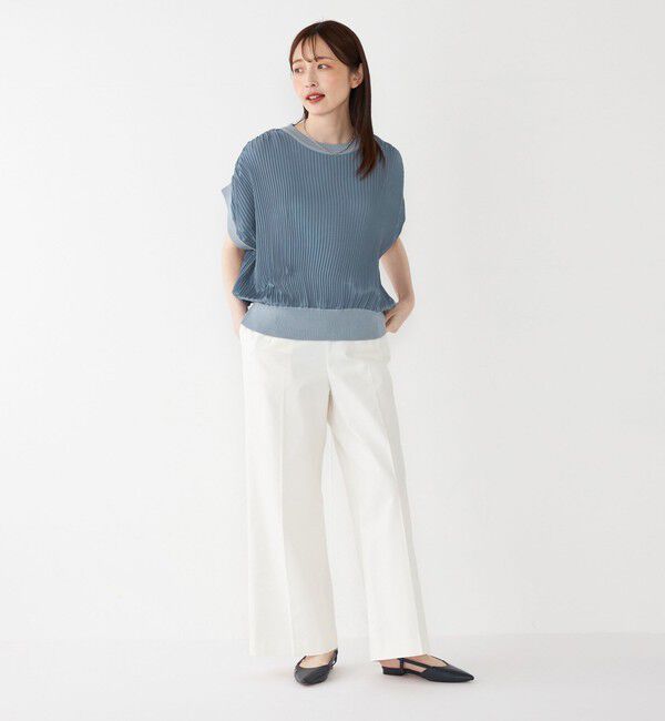 SHIPS Colors 「SHIPS Colors:〈手洗い可能〉プリーツ ニット コンビ プルオーバー」|シャツ・ブラウス|