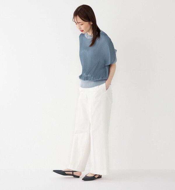 SHIPS Colors 「SHIPS Colors:〈手洗い可能〉プリーツ ニット コンビ プルオーバー」|シャツ・ブラウス|