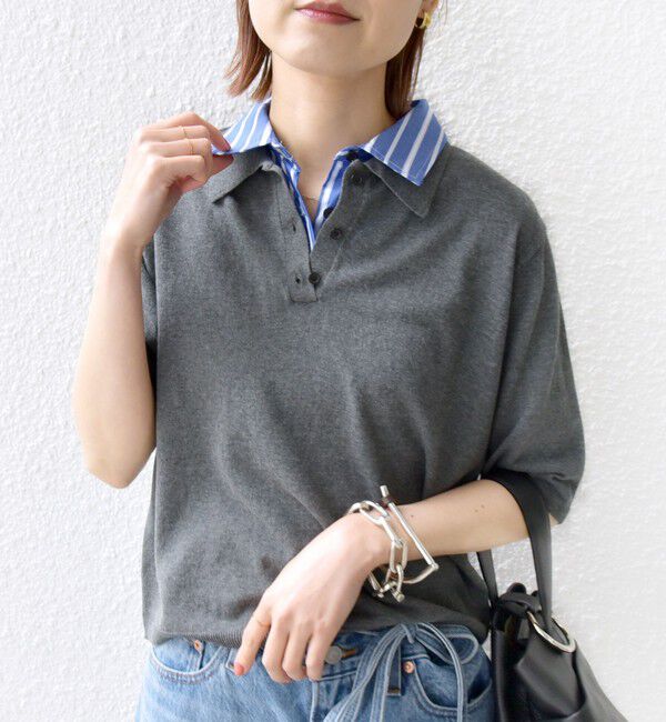 SHIPS for women「【WEB限定】〈手洗い可能〉ダブルカラー ショート スリーブ ポロ」|ポロシャツ|