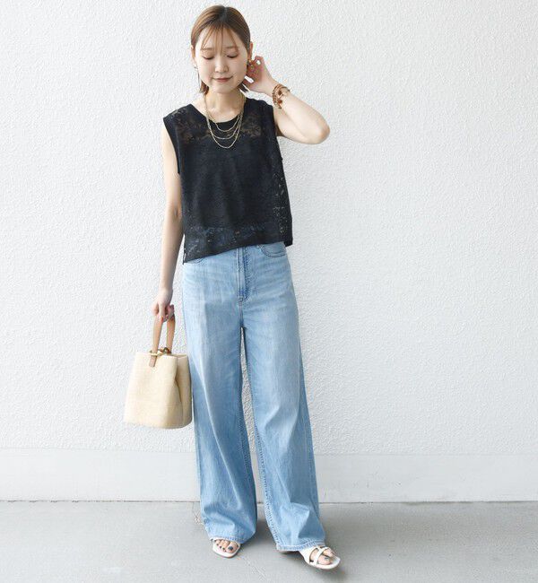 SHIPS for women「〈手洗い可能〉オーガニック コットン レース ノースリーブ プルオーバー」|タンクトップ|