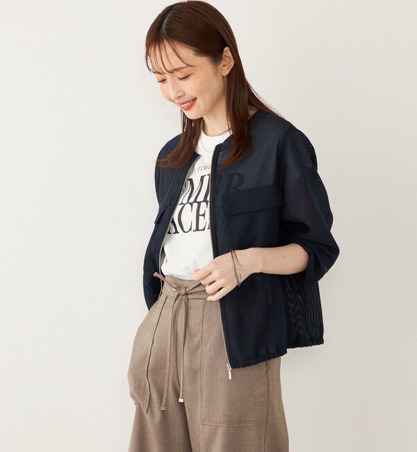 SHIPS Colors 「SHIPS Colors:〈手洗い可能〉メッシュ ノーカラー ジップ ブルゾン◇」|ブルゾン・スタジャン|