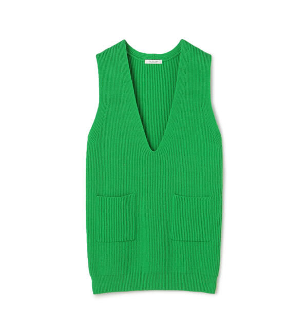 MACPHEE「ハイブリットコットン Vネックベスト」|ニット・セーター|55 グリーン
