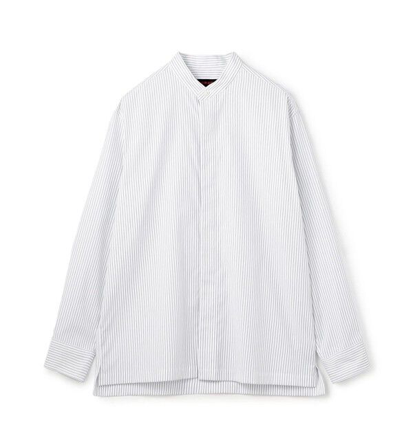CABaN「CABaN コットンブロード ピンストライプバンドカラーシャツ」|シャツ・ブラウス|14 グレー系