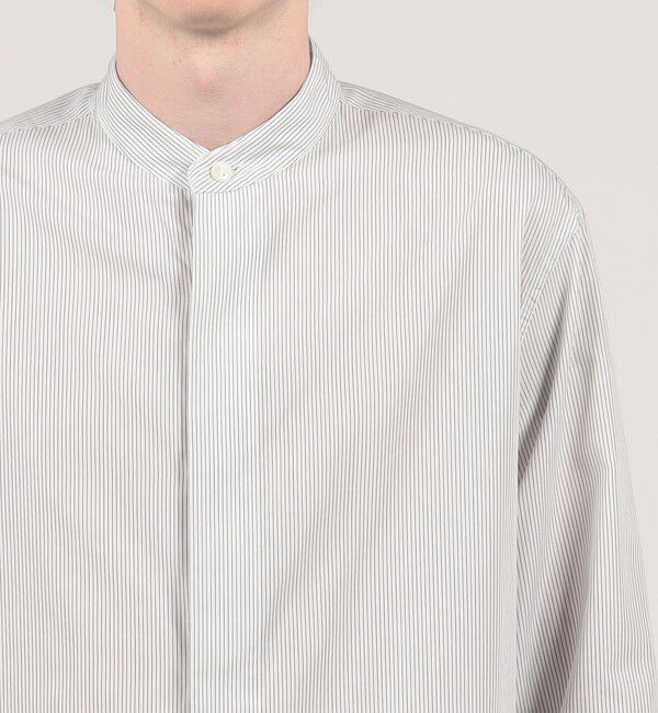 CABaN「CABaN コットンブロード ピンストライプバンドカラーシャツ」|シャツ・ブラウス|