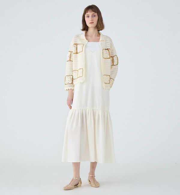 MACPHEE「【WEB限定】クレープサテン ティアードキャミソールワンピース」|ワンピース|