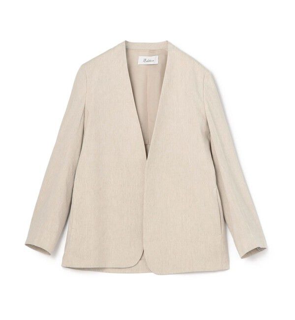 Edition「リネンストレッチ ノーカラージャケット」|ノーカラージャケット|41 ライトベージュ