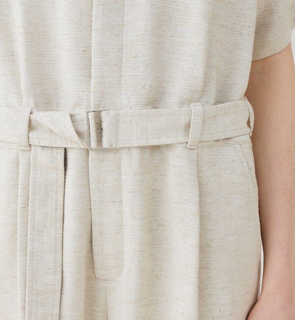 GALERIE VIE「スムースリネン オープンカラージャンプスーツ」|オールインワン|