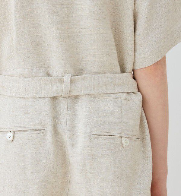 GALERIE VIE「スムースリネン オープンカラージャンプスーツ」|オールインワン|