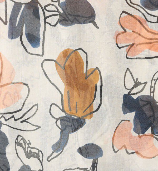 TOMORROWLAND collection「ブルーナリーフプリント ギャザーパフショルダーワンピース」|ワンピース|