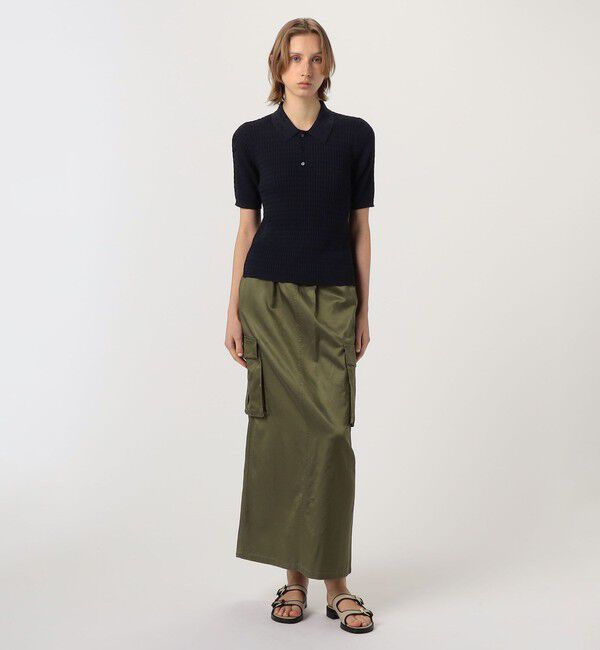 MACPHEE「コットンナイロンケーブル ポロプルオーバー」|ニット・セーター|