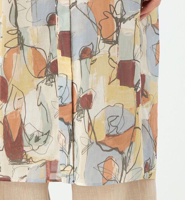 TOMORROWLAND collection「オイルペイントプリント ギャザースリーブワンピース」|ワンピース|