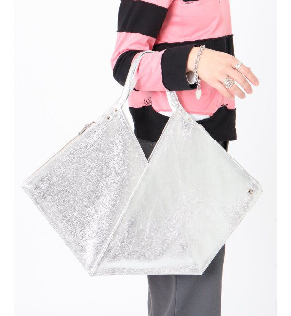  「【blancle/ ブランクレ】M.LETHER Rap flat tote」|トートバッグ|シルバー