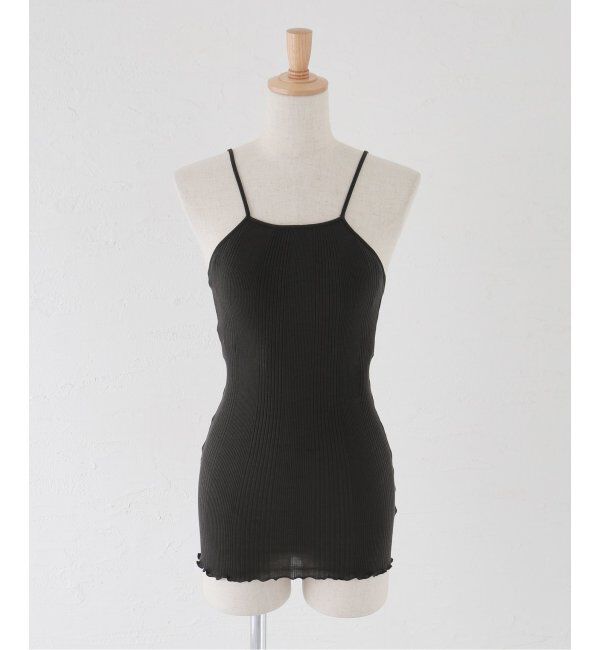 IENA「HAKUJI/ハクジ RANDOM RIB OPEN BACK CAMI キャミソール H232507」|キャミソール|ブラック A