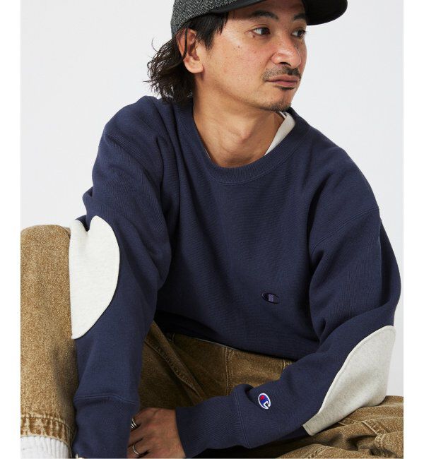 JOURNAL STANDARD relume「CHAMPION / チャンピオン 別注 R/W エルボーパッチ クルーネックスウェット」|スウェット・ジャージ|