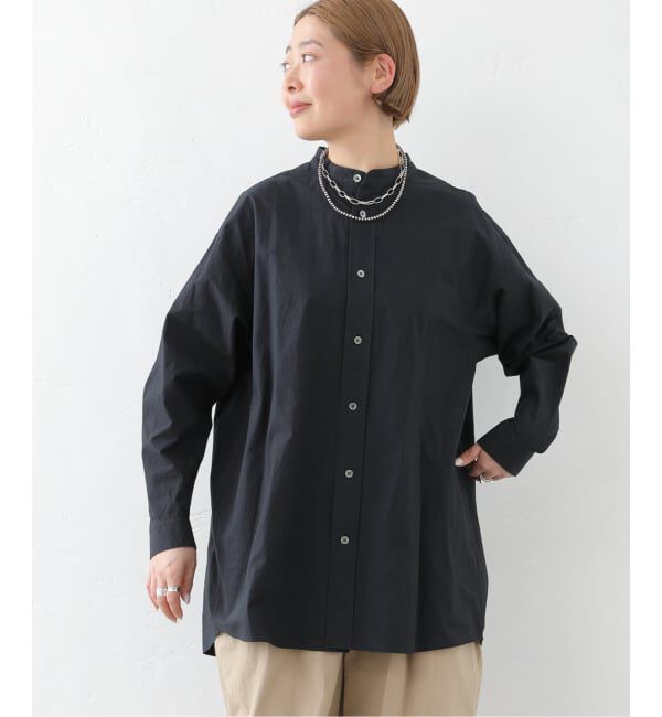 journal standard luxe「60コットン スタンドカラーギャザーシャツ」|シャツ・ブラウス|ブラック