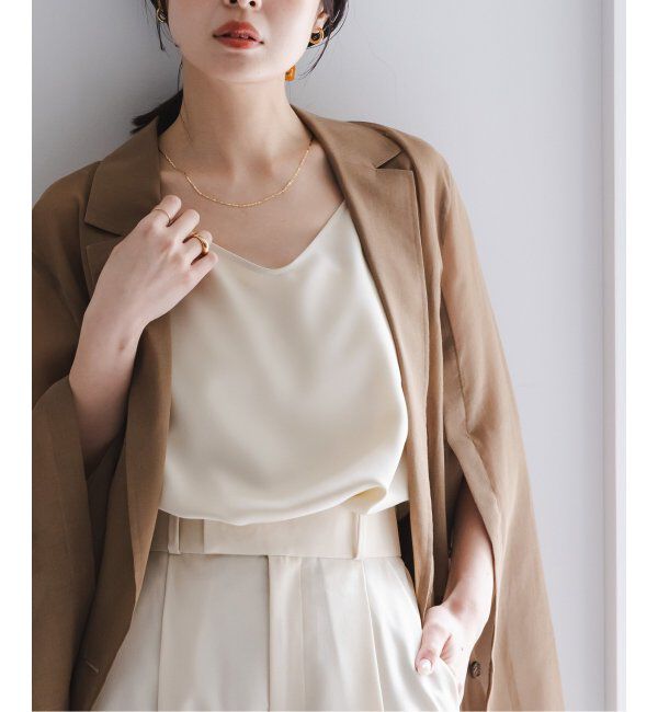 NOBLE「プレーンサテン2WAYキャミ」|キャミソール|ベージュ