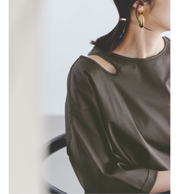 NOBLE「Room no.8/ルームエイト スムースコットンネックオープントップス」|Tシャツ・カットソー|