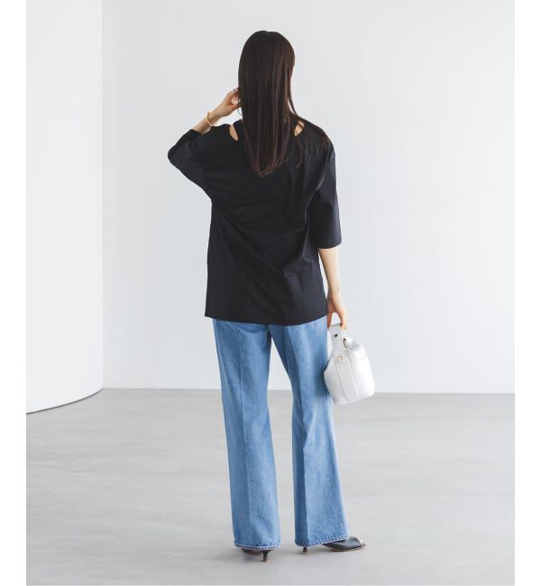 NOBLE「Room no.8/ルームエイト スムースコットンネックオープントップス」|Tシャツ・カットソー|