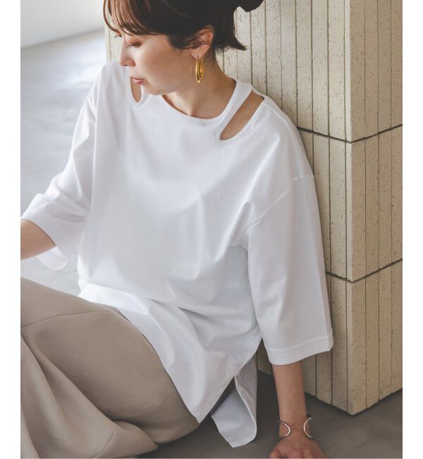 NOBLE「Room no.8/ルームエイト スムースコットンネックオープントップス」|Tシャツ・カットソー|