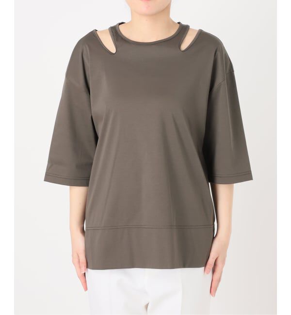 NOBLE「Room no.8/ルームエイト スムースコットンネックオープントップス」|Tシャツ・カットソー|