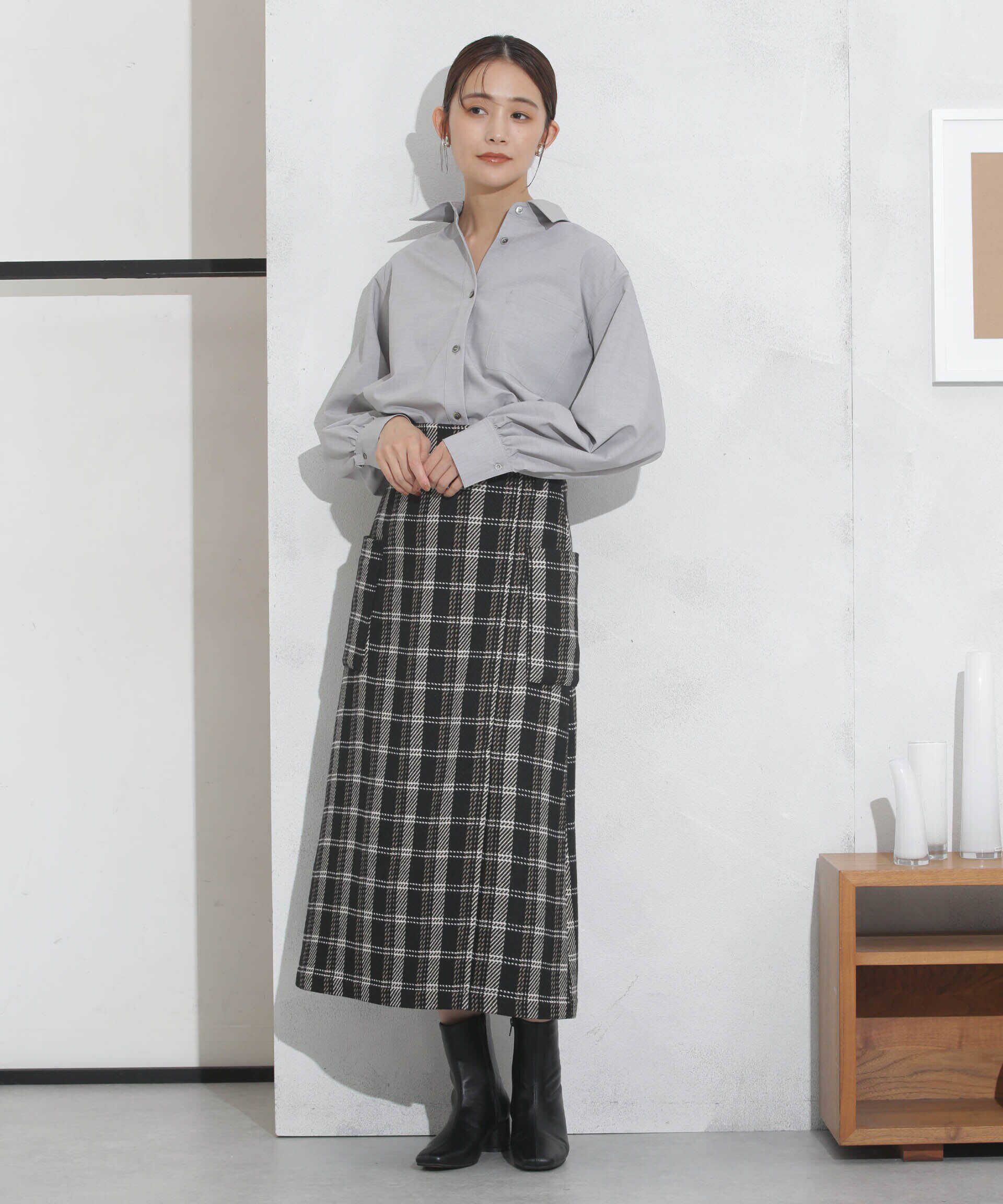 nano･universe「ポケットチェックスカート」|スカート|