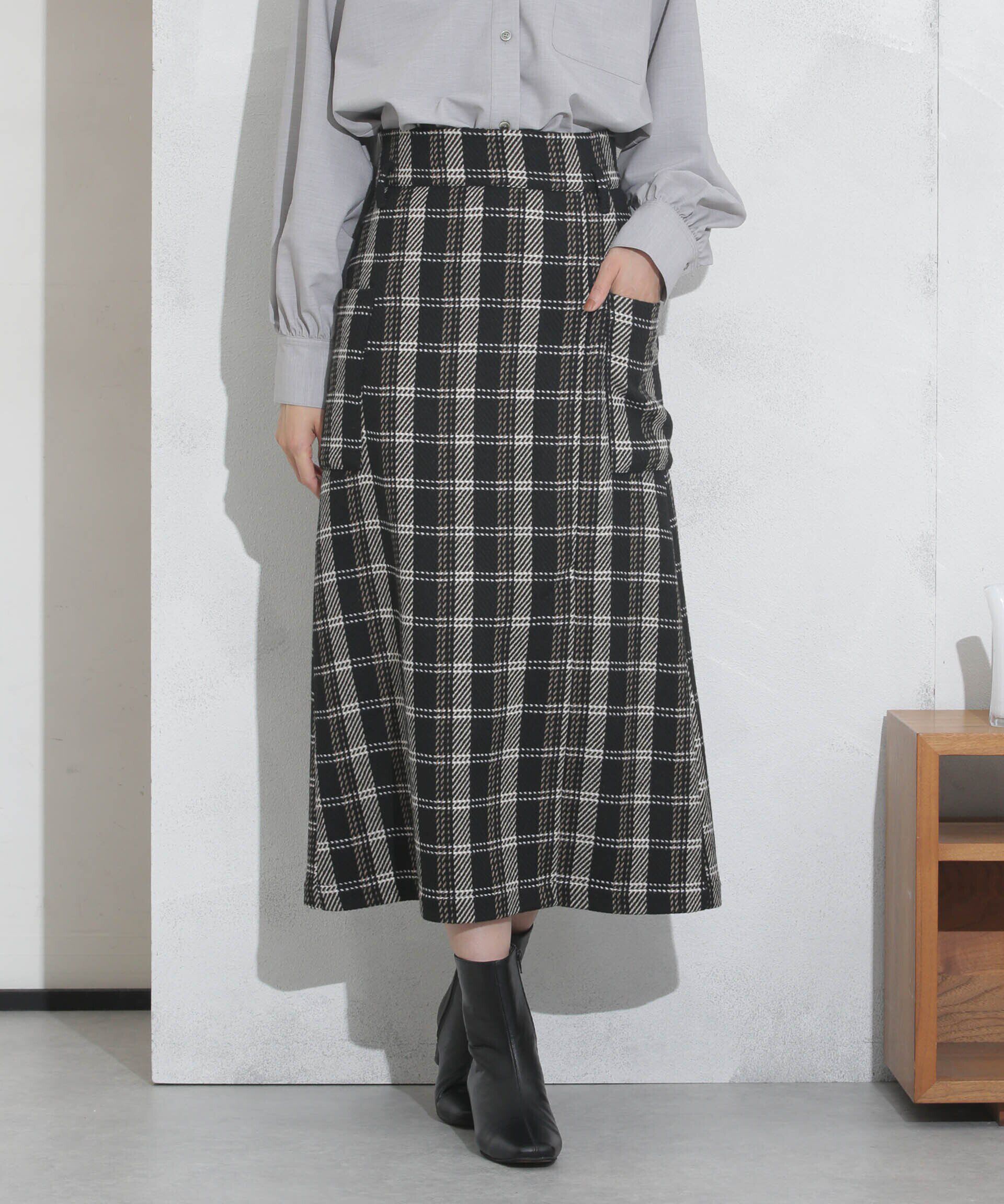 nano･universe「ポケットチェックスカート」|スカート|