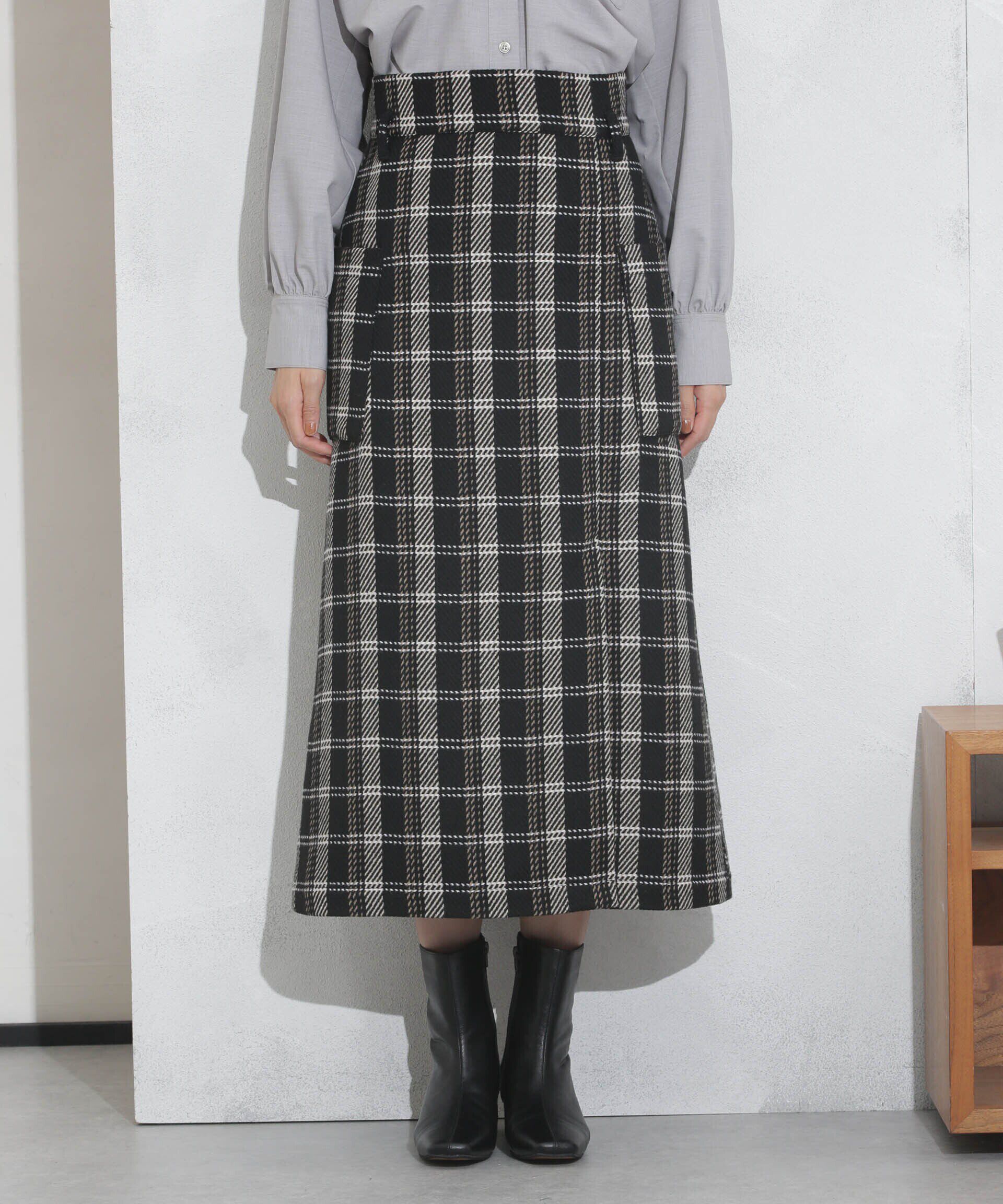 nano･universe「ポケットチェックスカート」|スカート|