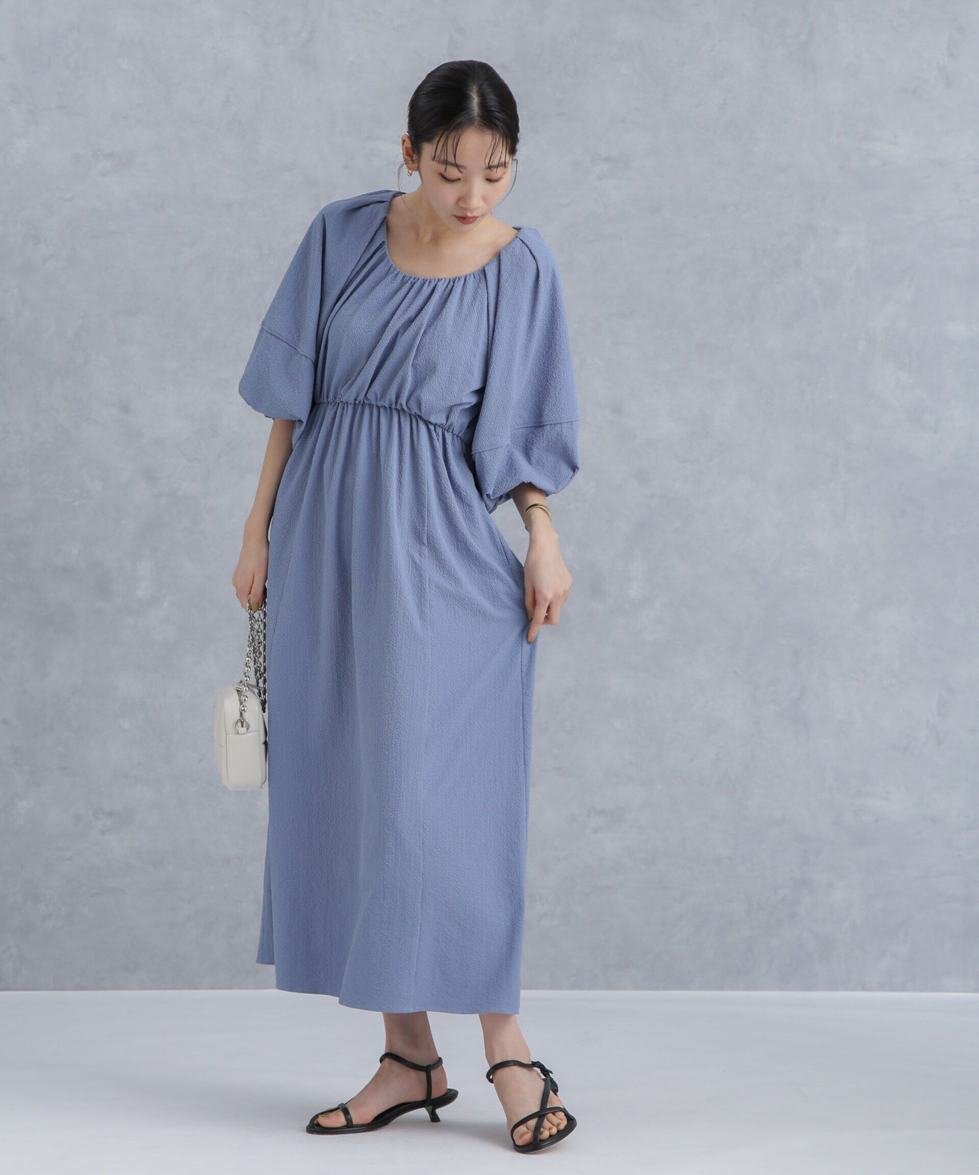 nano･universe「マイクロサッカーボリュームスリーブワンピース」|ワンピース|