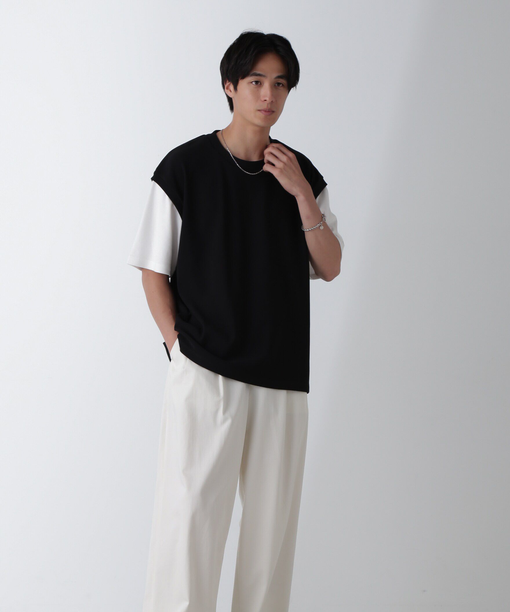 nano･universe「フェイクレイヤードリラックスTシャツ 半袖」|Tシャツ・カットソー|