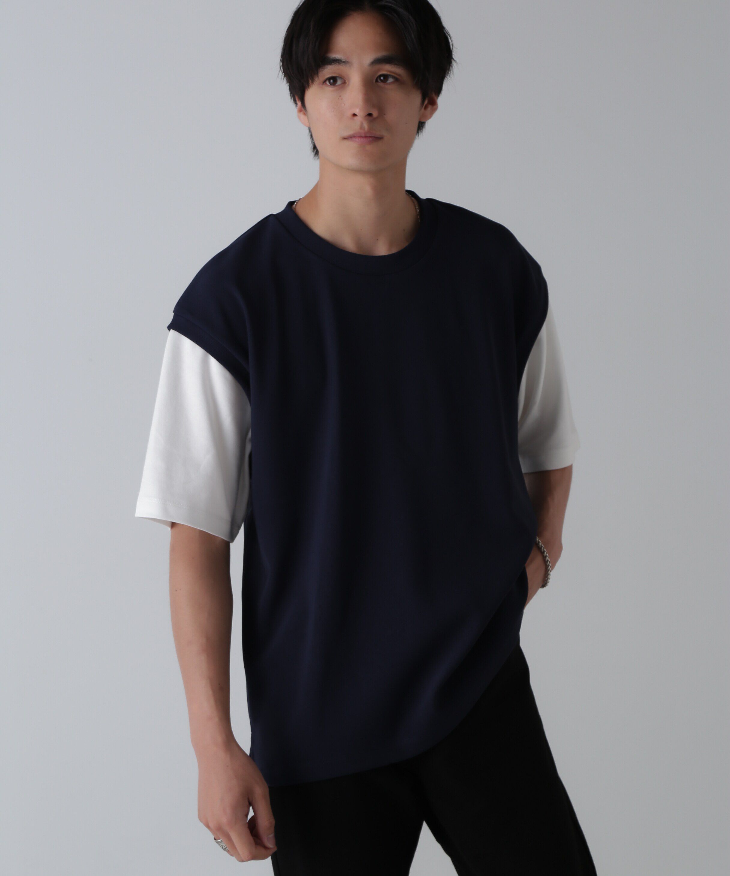 nano･universe「フェイクレイヤードリラックスTシャツ 半袖」|Tシャツ・カットソー|