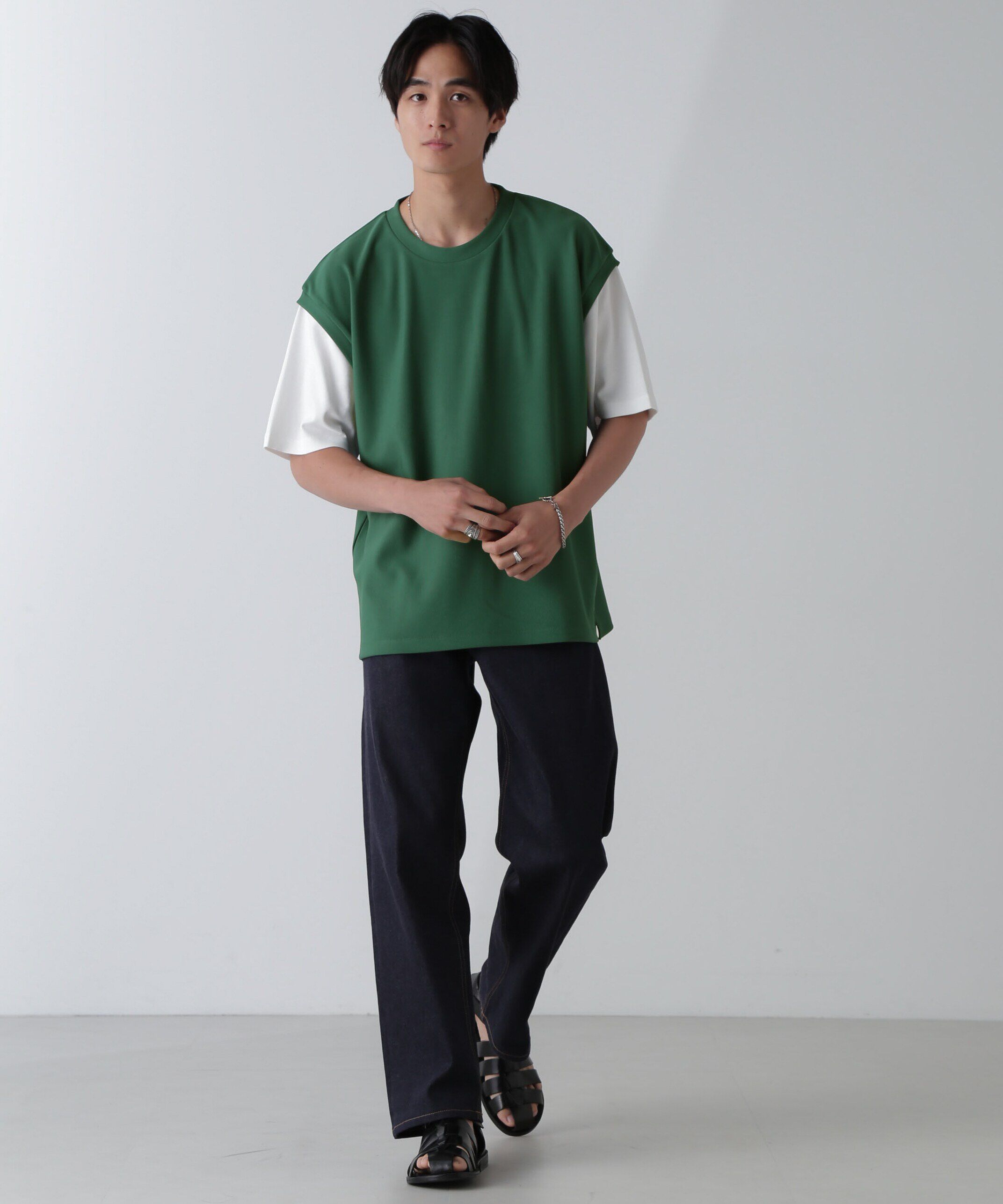 nano･universe「フェイクレイヤードリラックスTシャツ 半袖」|Tシャツ・カットソー|