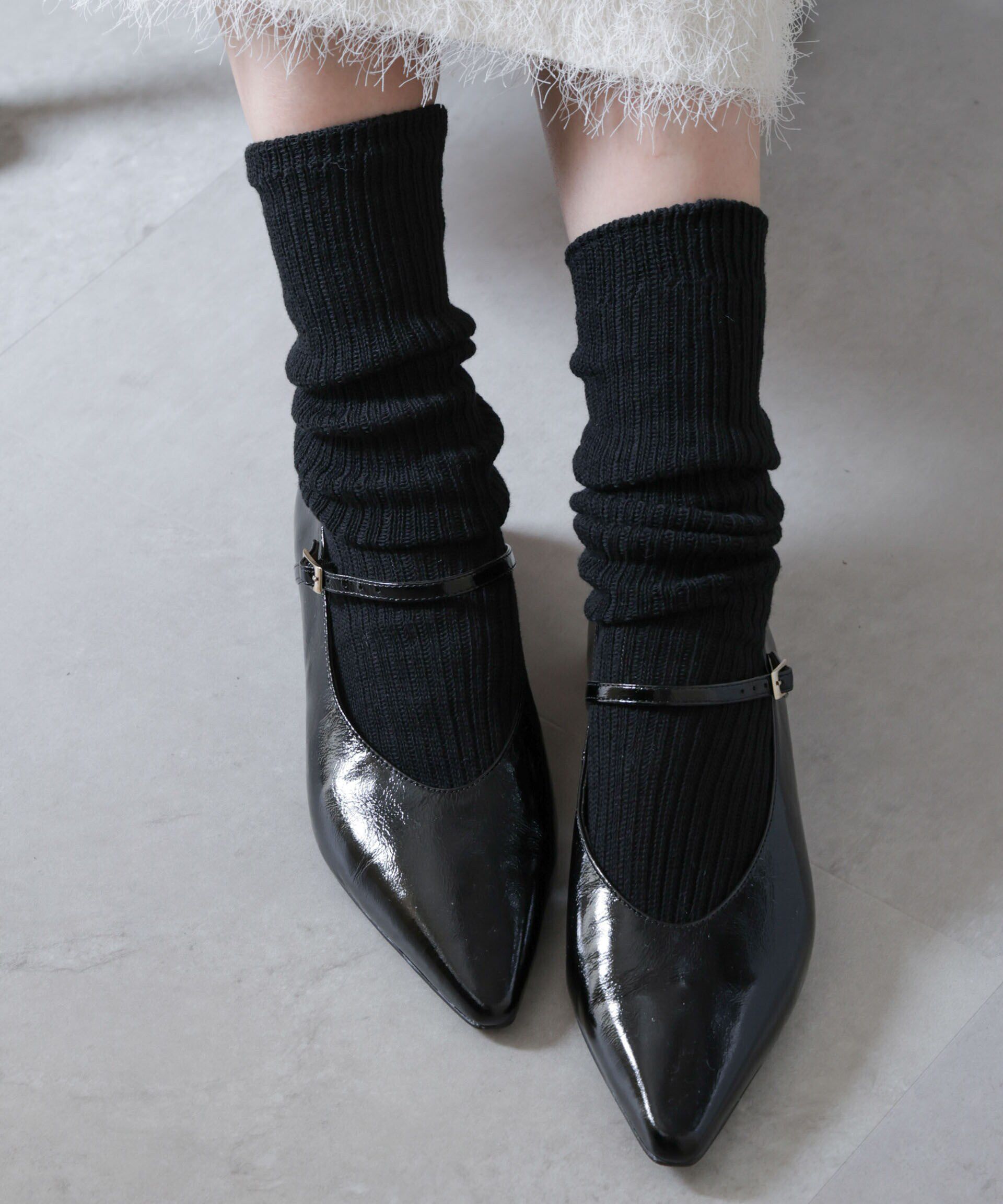 nano･universe「ルーズリブソックス」|ソックス|ブラック