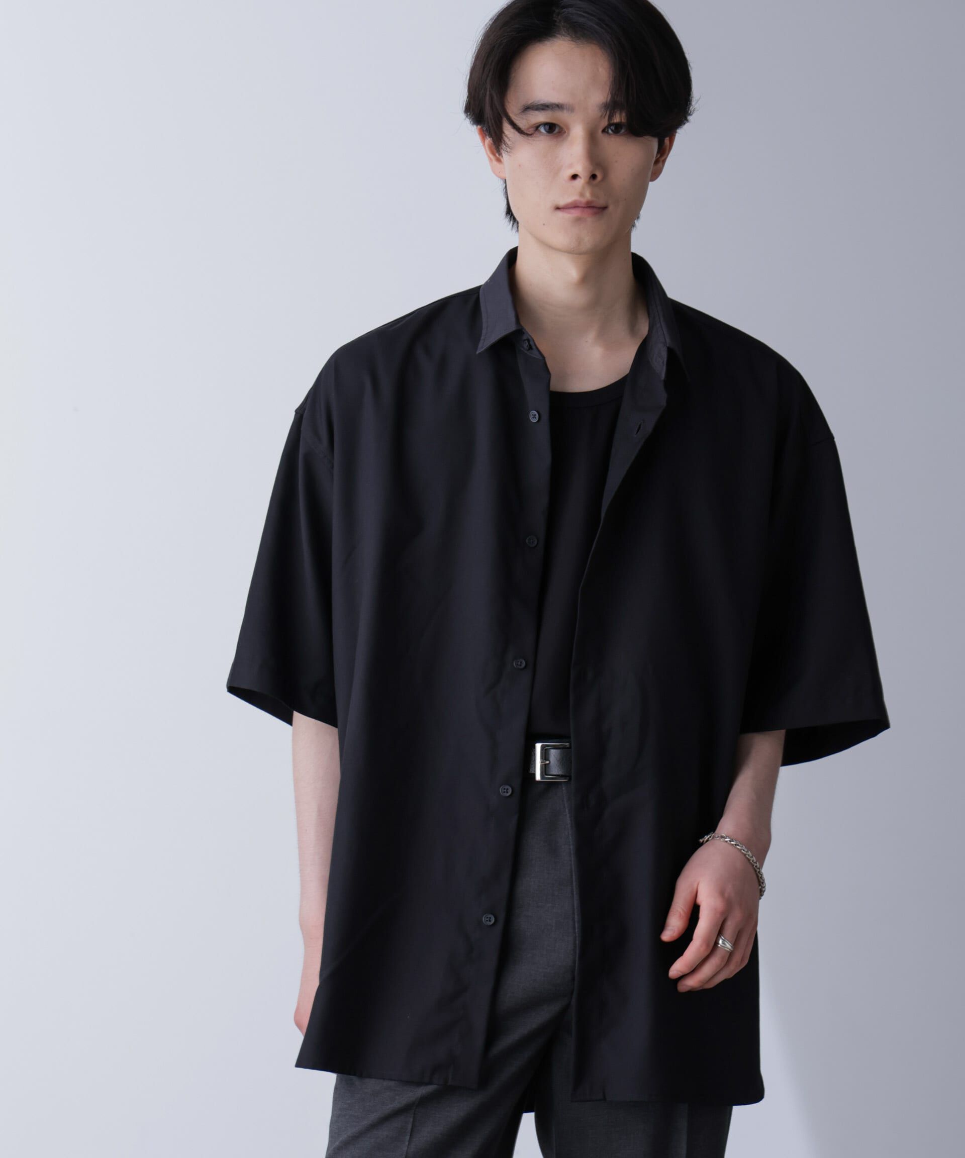 nano･universe「バイカラードレープシャツ 半袖」|シャツ・ブラウス|